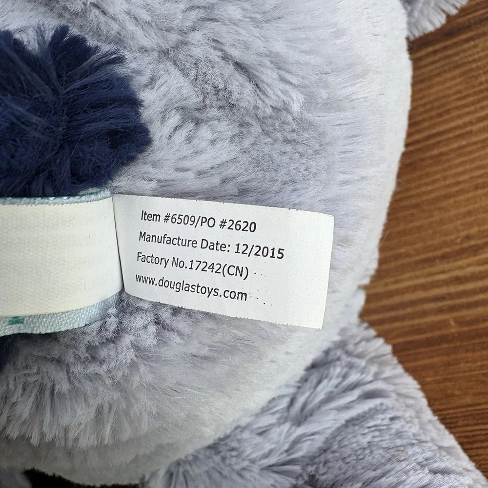 Douglas Baby Plush Puppy Dog Gray Blue Striped UnderStuffed Animal Security‎ Toy